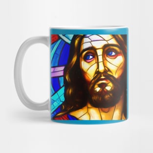 Stained Glass Portrait of Jesus Abstract Art Mug